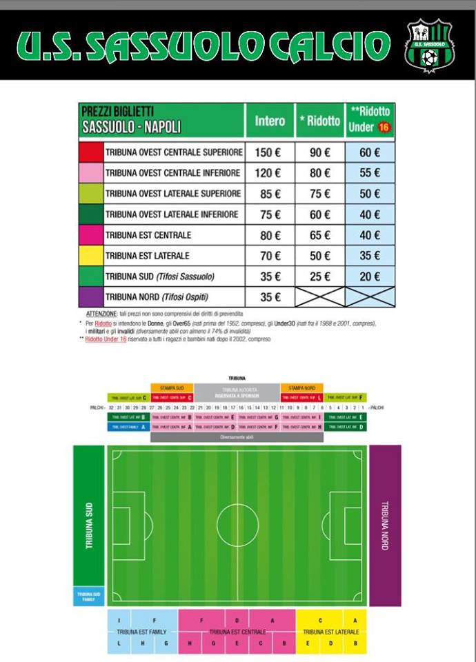 Sassuolo vs Napoli - Sabato 31 Marzo 2018 - ore 15:00 @ Mapei Stadium